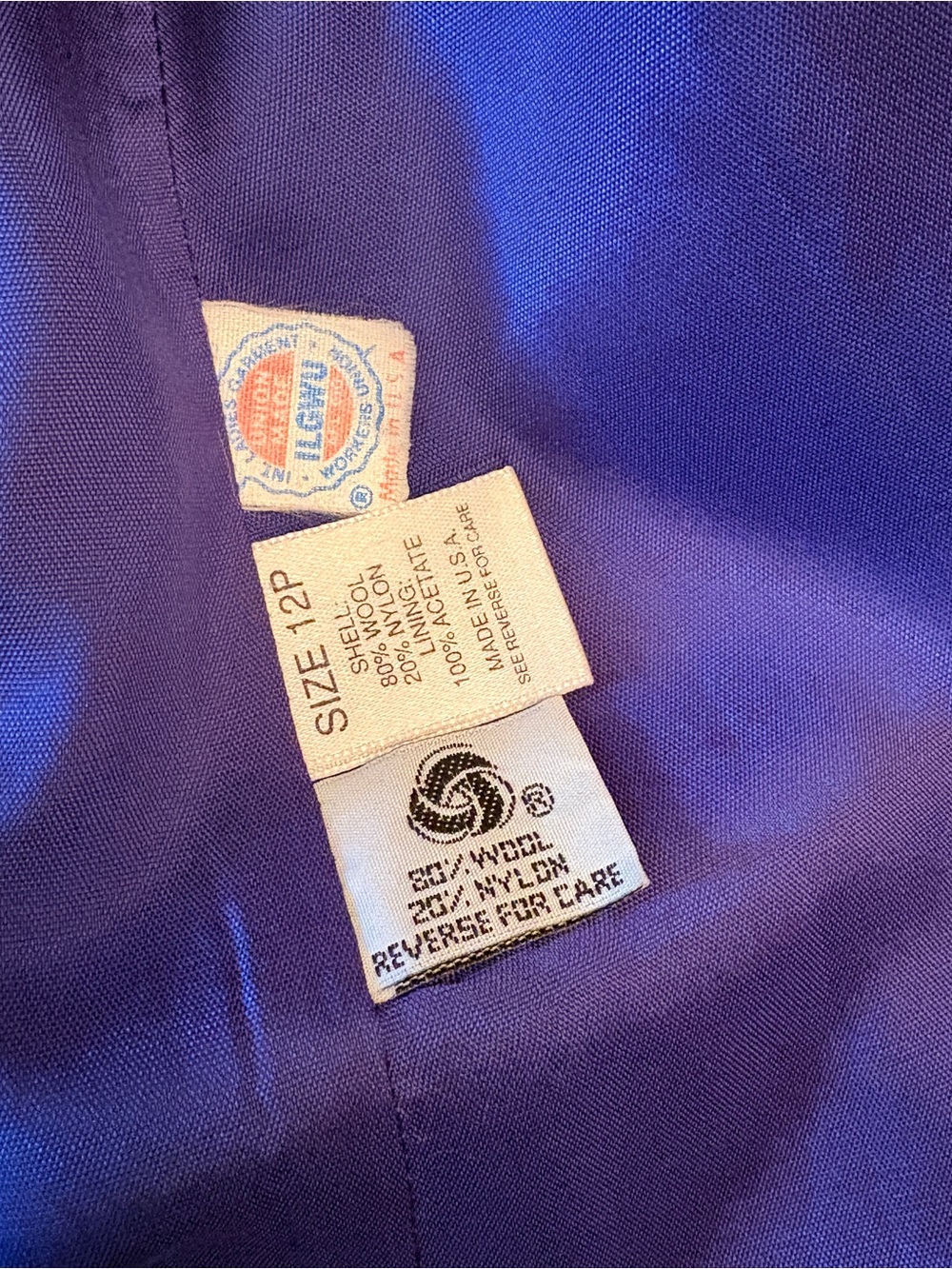 Vintage 70s Womans Royal Blue Wool Coat Size 12 Petite Union Made in USA Maxi - Picture 4 of 13